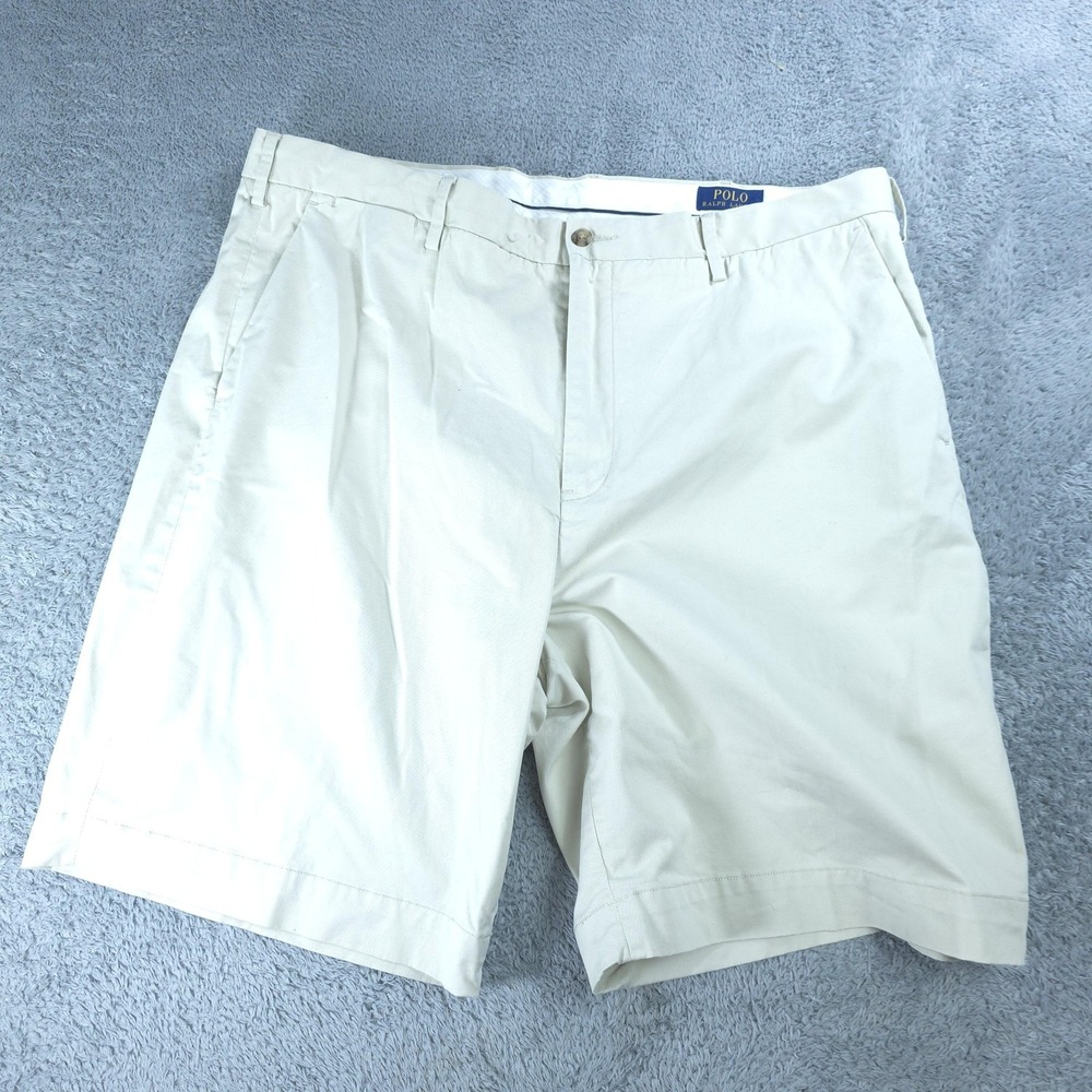 Polo Ralph Lauren Shorts Mens 40 Beige Chino Stretch Classic Fit 9 Inseam Casual
